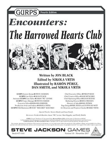 Gurps 4th Edition Encounters The Harrowed Hearts Club Version 10 Jon Black