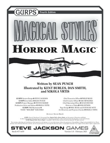 Gurps 4th Edition Magical Styles Horror Magic Sean Punch