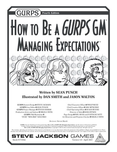 How To Be A Gurps Gm Managing Expectations 4th Edition Sean Punch