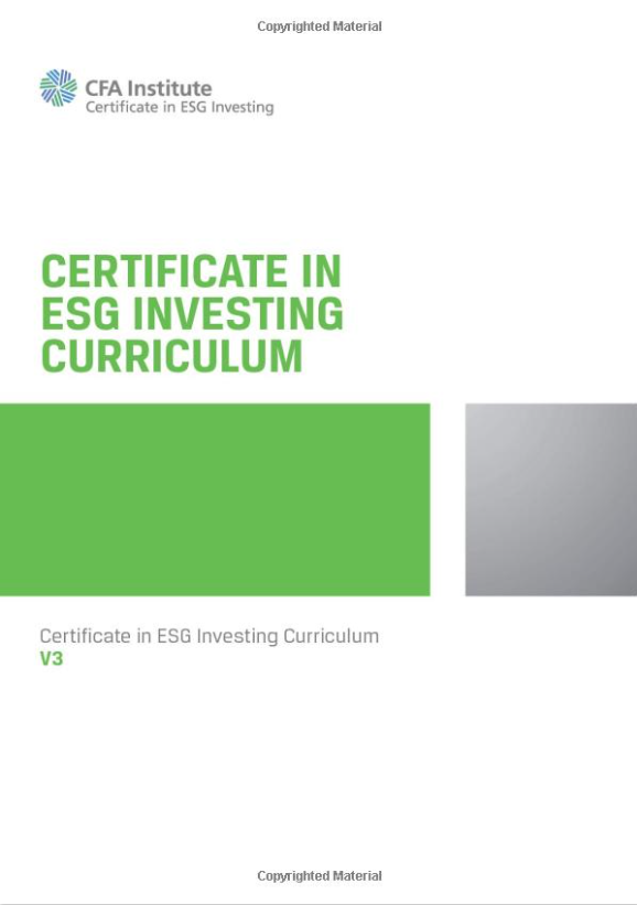 Cfa Certificate In Esg Investing Curriculum 3rd Edition Cfa Institute