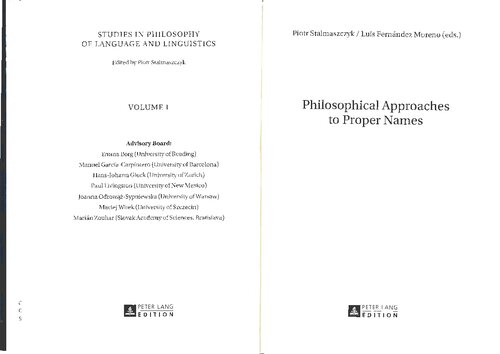 Philosophical Approaches To Proper Names Luis Fernandez Moreno