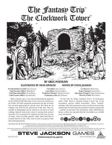 The Fantasy Trip The Clockwork Tower Greg Poehlein