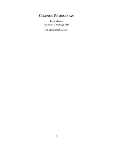 Cilungu Phonology Lee Bickmore