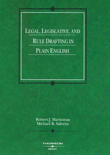 Legal Legislative And Rule Drafting In Plain English Coursebook 1st Edition Robert Martineau