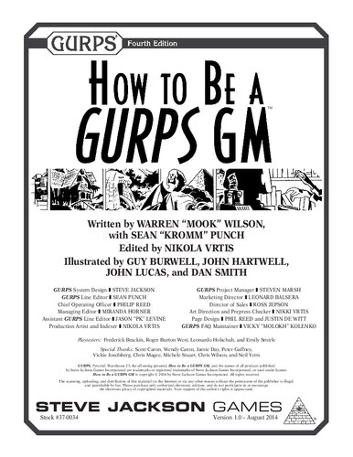 Gurps 4th Edition How To Be A Gurps Gm 4th Edition Warren Mook Wilson