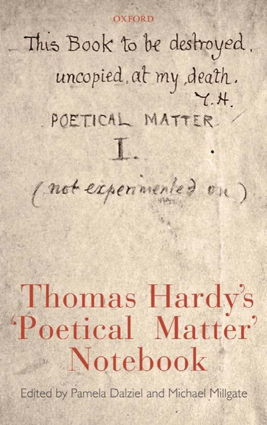 Thomas Hardys Poetical Matter Notebook Pamela Dalziel And Michael Millgate Eds