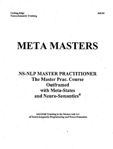 Meta Masters The Nlp Master Practitioner Manual L Michael Hall