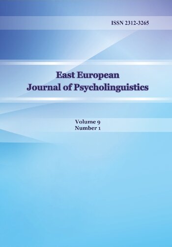 East European Journal Of Psycholinguistics 2022th Edition Serhii Zasiekin Chief Editor