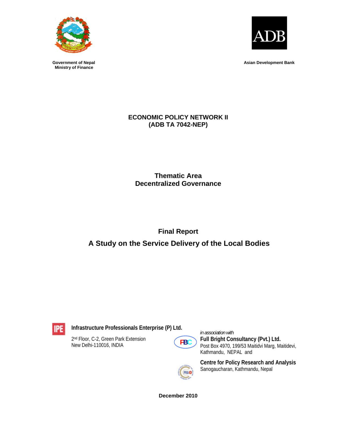 Service Delivery Effectiveness Of The Local Bodies In Nepal Damodar Adhikari