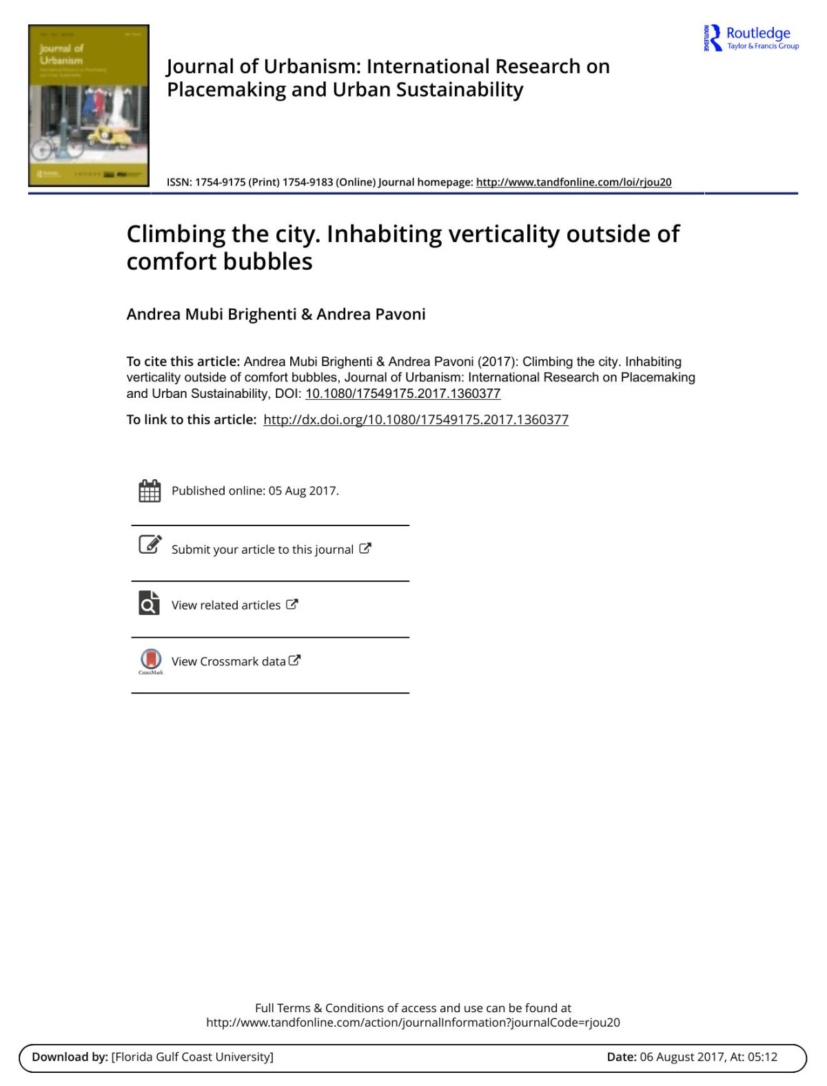 Climbing The City Inhabiting Verticality Outside Of Comfort Bubbles Andrea Mubi Brighenti Andrea Pavoni