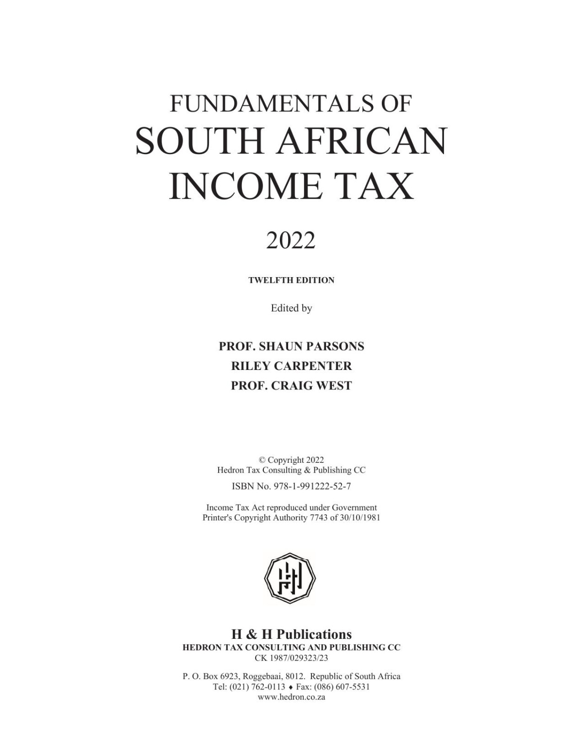 Fundamentals Of South African Income Tax 2022 10th Edition Riley Carpenter