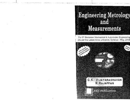 Engineering Metrology Measurements 4th Edition Drgkvijayaraghavan And Drrrajappan