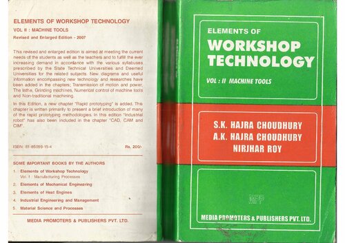Elements Of Workshop Technologyii 1st Edition S K Hajra Choudhury