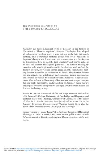 The Cambridge Companion To The Summa Theologiae Philip Mccosker