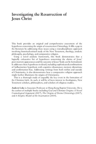 Investigating The Resurrection Of Jesus Christ A New Transdisciplinary Approach Andrew Loke