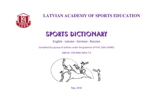 Sports Dictionary English Latvian German Russian Uldis Svinks