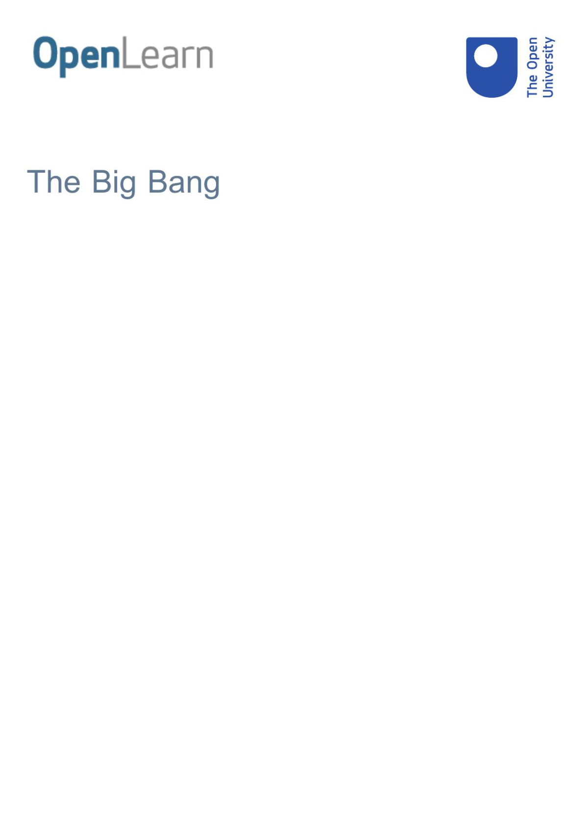 S357 The Big Bang The Open University