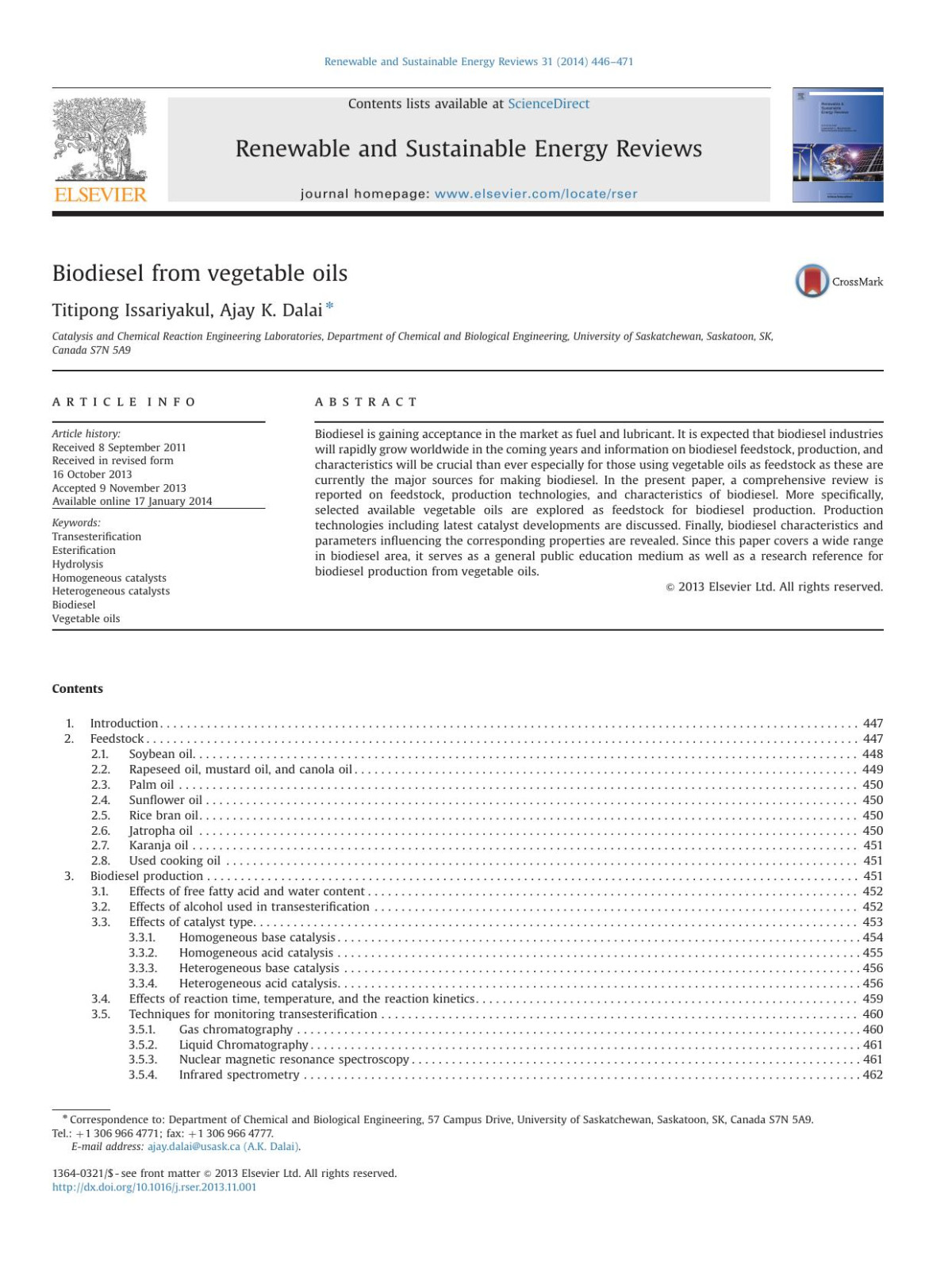Biodiesel From Vegetable Oils Titipong Issariyakul Ajay K Dalai
