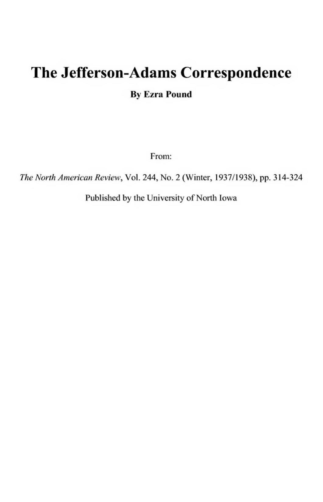 The Jeffersonadams Correspondence Ezra Pound