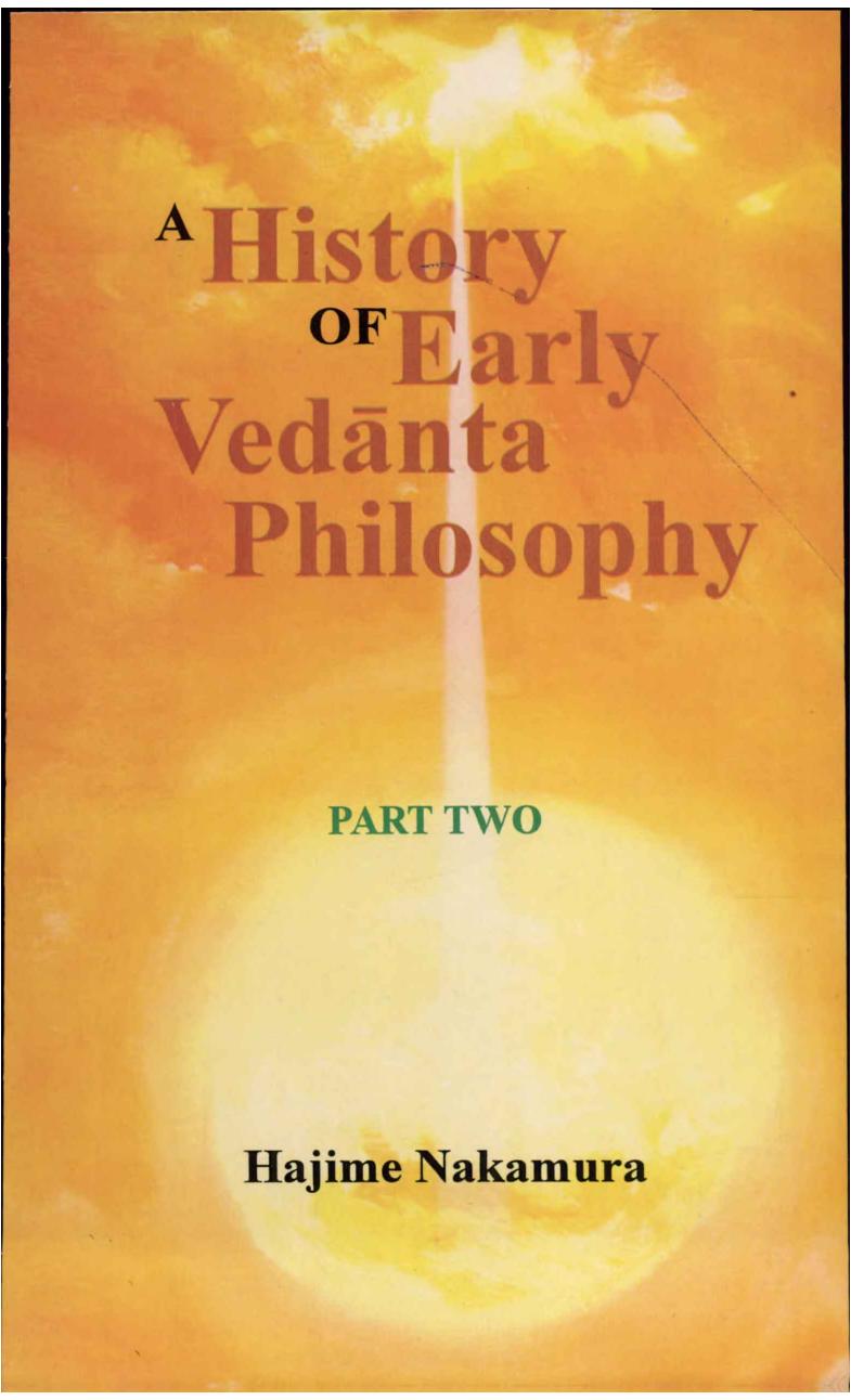 A History Of Early Vedanta Philosophy Part Two 1st Hajime Nakamura