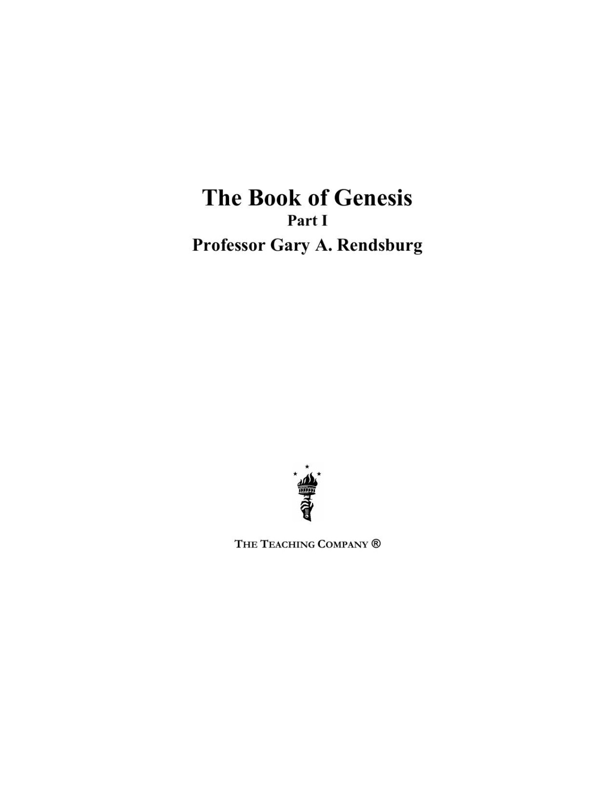 The Book Of Genesis Part I Professor Gary Arendsburg