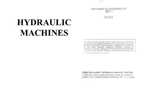 Ese Mechanical Engineering Hydraulic Machines Brilliant Tutorials Editorial Board