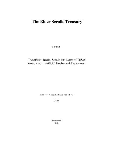 The Elder Scrolls Treasury The Official Books Scrolls And Notes Of Tes3 3rd Edition Zeph