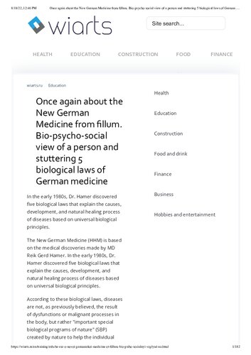 German New Medicine Pdf By Dr Ryke Geerd Hamer Excellent Explanation By Russian Author Vyacheslav Neufeld German New Medicine