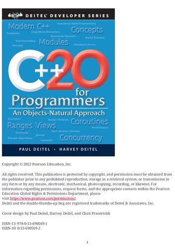C20 For Programmers An Objectsnatural Approach 3rd Edition Paul Deitel