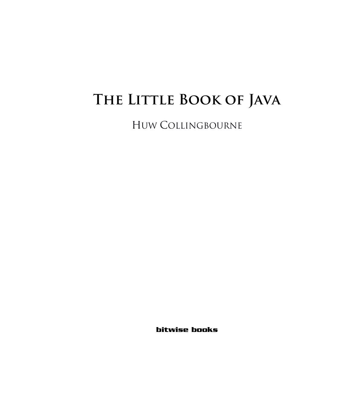 The Little Book Of Java Huw Collingbourne