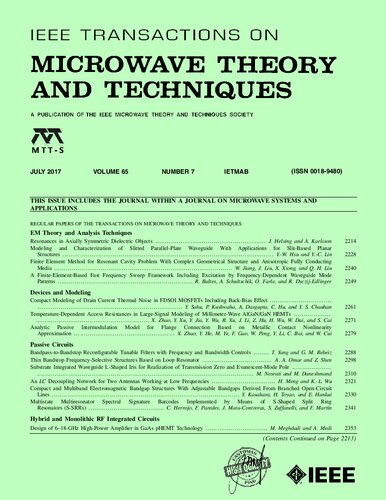 Ieee Transactions On Microwave Theory And Techniques Vol 65 No 07 201707 7th Edition Microwave Theory And Techniques Society