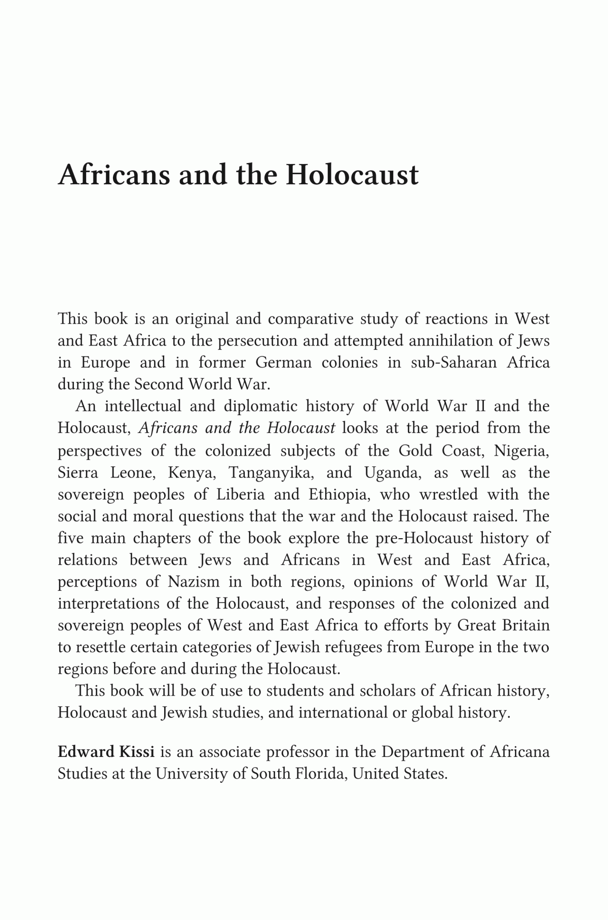 Africans And The Holocaust Edward Kissi