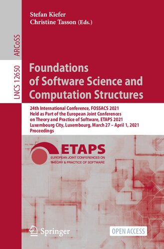 Foundations Of Software Science And Computation Structures 24th International Conference Stefan Kiefer