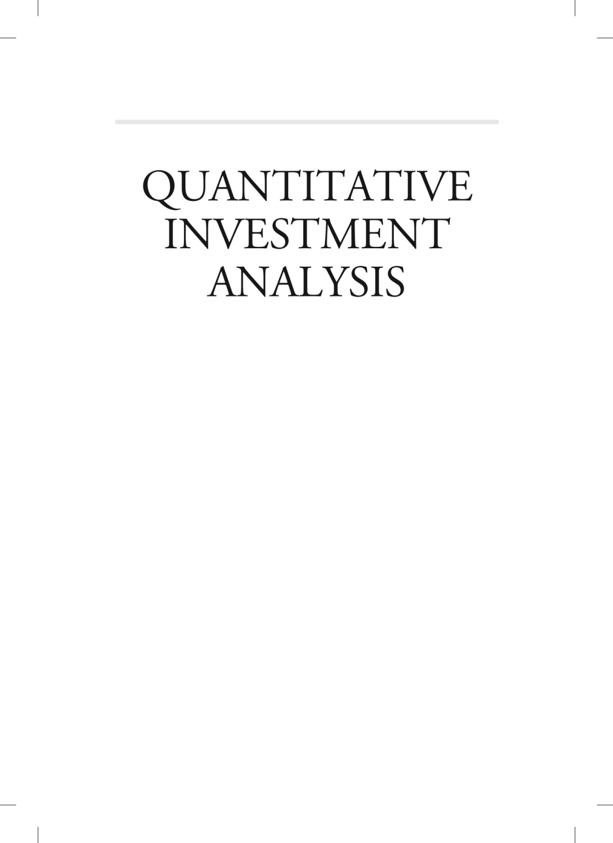 Quantitative Investment Analysis 4th Edition Cfa Institute