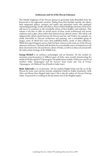 The New Cambridge History Of India Architecture And Art Of The Deccan Sultanates George Michell