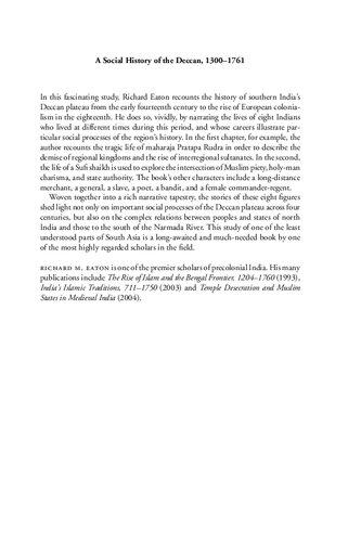 The New Cambridge History Of India Part 1 Vol 8 A Social History Of The Deccan 13001761 Richard M Eaton