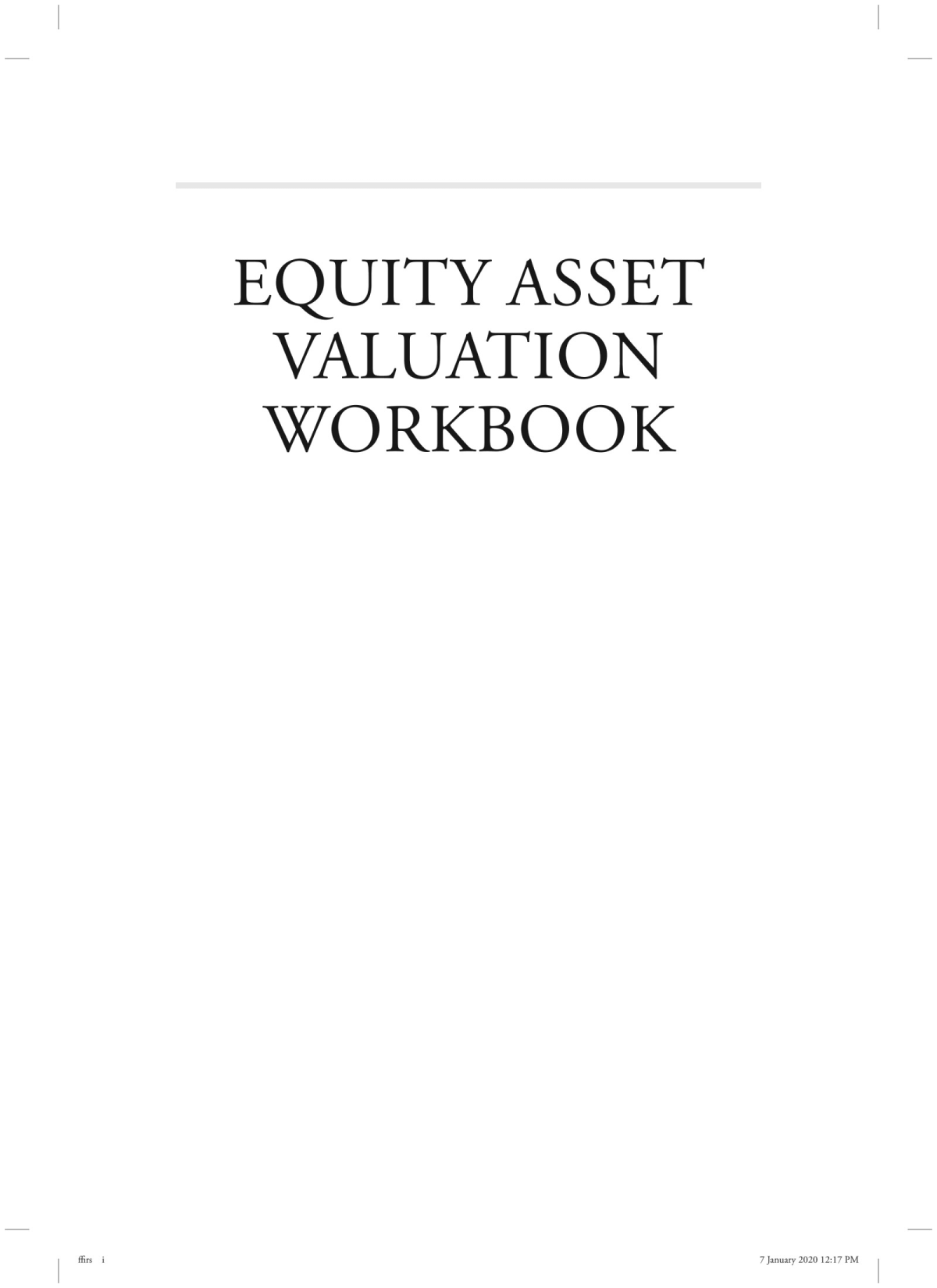 Equity Asset Valuation Workbook 4th Edition Jerald E Pinto