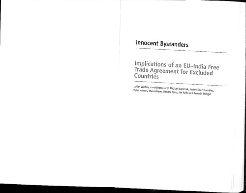Innocent Bystanders Implications Of An Euindia Free Trade Agreement For Excluded Countries L Alan Winters