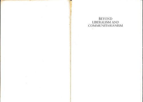 Beyond Liberalism And Communitarianism Robert R Williams