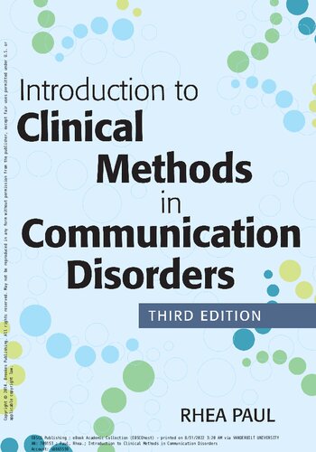Introduction To Clinical Methods In Communication Disorders 3rd Edition Rhea Paul