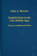 English Poets In The Late Middle Ages Chaucer Langland And Others 1e John A Burrow