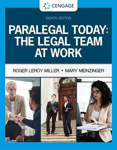 Paralegal Today The Legal Team At Work Mindtap Course List 8th Edition Roger Leroy Miller