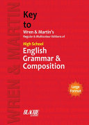 Key To Wren Martins Regular Multicolour Editions Of High School English Grammar And Composition Wren Martin