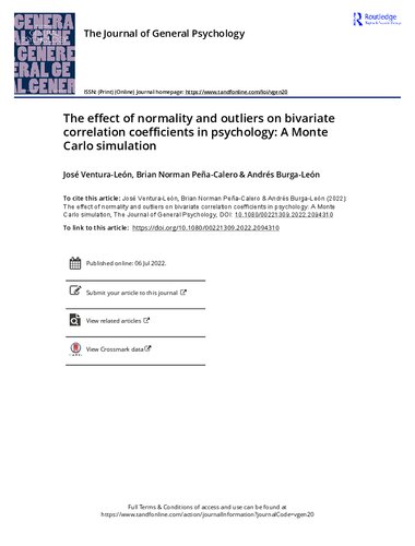 The Effect Of Normality And Outliers On Bivariate Correlation Coefficients In Psychology A Monte Carlo Simulation Venturalen