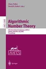 Algorithmic Number Theory 5th International Symposium Antsv Sydney Australia July 712 2002 Proceedings 1st Edition Manjul Bhargava Auth