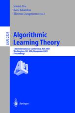 Algorithmic Learning Theory 12th International Conference Alt 2001 Washington Dc Usa November 2528 2001 Proceedings 1st Edition Naoki Abe