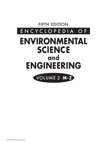 Encyclopedia Of Environmental Science And Engineering Fifth Edition Volumes One And Two Pfafflin