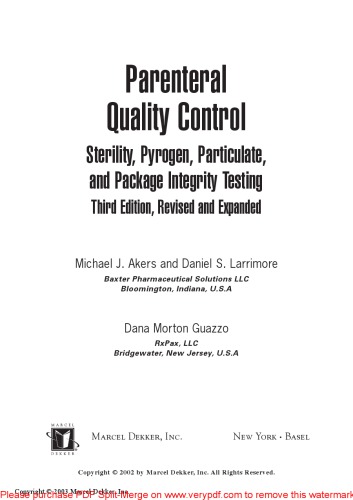 Parenteral Quality Control Sterility Pyrogen Particulate And Package Integrity Testing Akers