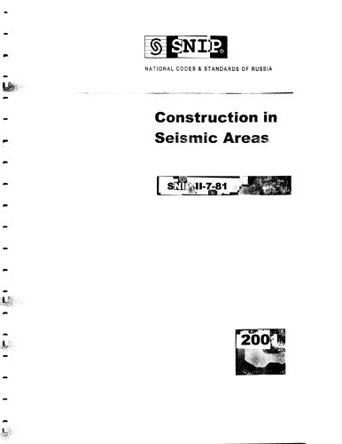 Snip Ii781 Construction In Seismic Areas National Codes Standards Of Russia Snip