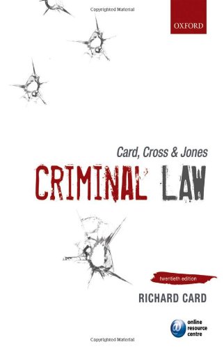 Card Cross Jones Criminal Law 20th Edition Richard Card